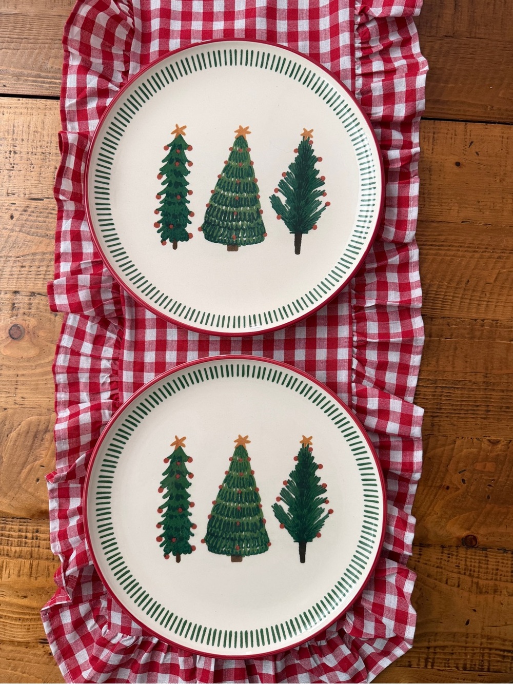 Christmas Tree Dinner Plates - Holiday Table Set (Set of 2)